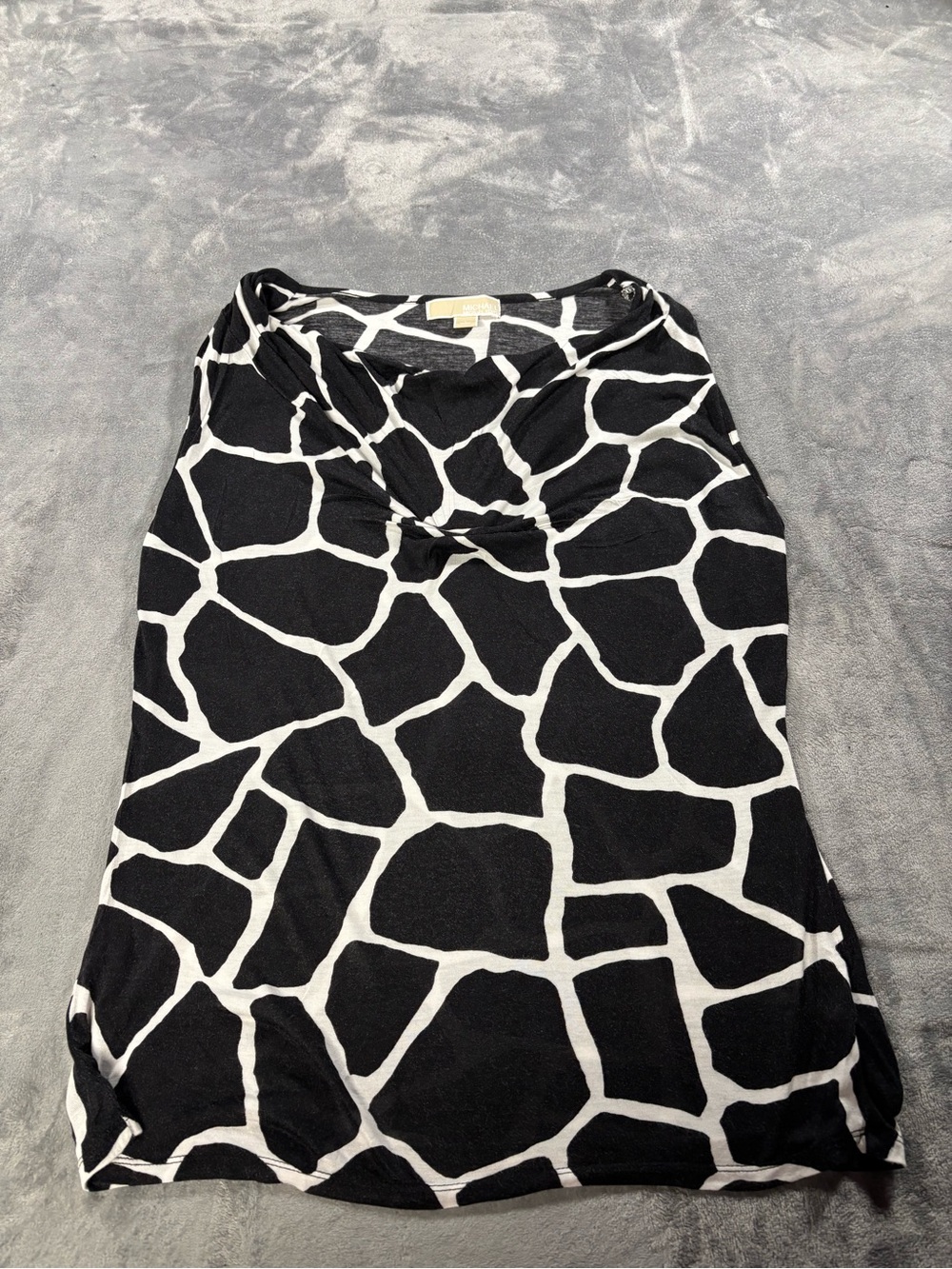 Michael Kors Black and White Abstract Print Sleeveless Top